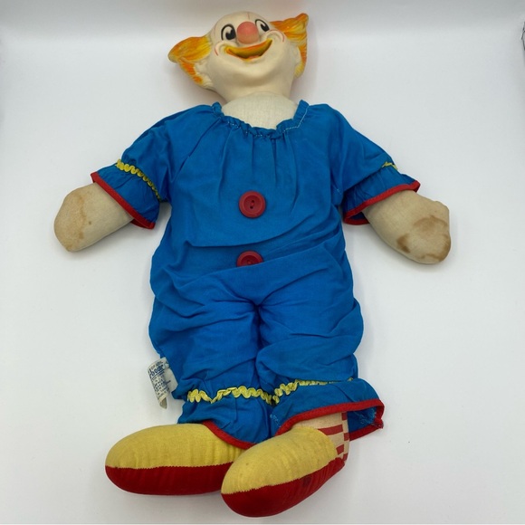 Bozo The Clown Knickerbocker Vintage Plush Toy Rubber Head Soft Body 15 Inch - Picture 4 of 10